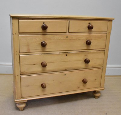 Lot 1371 - A Victorian pine chest of two short and three...
