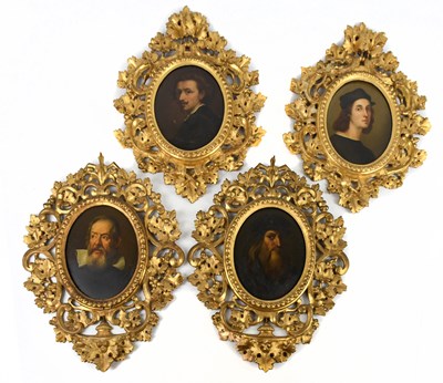 Lot 1071 - A group of four 19th century oils on board,...