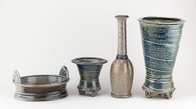 Lot 239 - JANE HAMLYN (born 1940); an oval salt glazed...