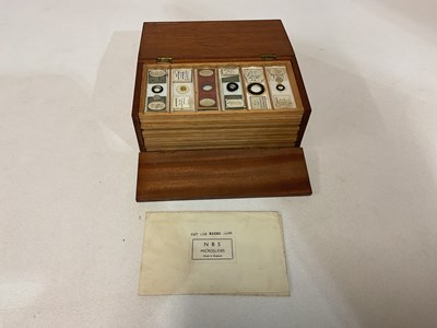 Lot 1 - MICROSCOPE SLIDES; an Edwardian mahogany case...