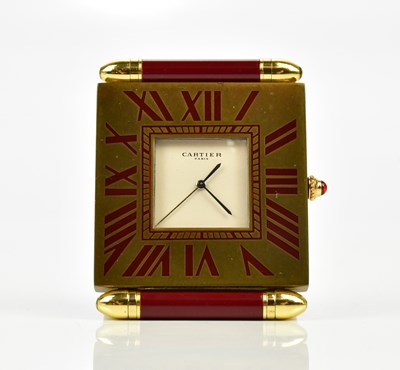 Lot 824 - CARTIER; a Pendulette de Voyage quartz travel...