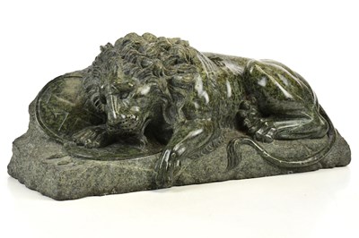 Lot 1704 - A verde antico carved marble Lion of Lucerne,...