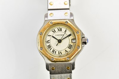 Lot 553 - CARTIER; a lady's bi-metallic Santos quartz...