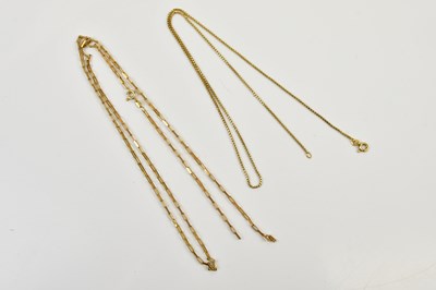 Lot 268 - An 18ct yellow gold box link chain, length...