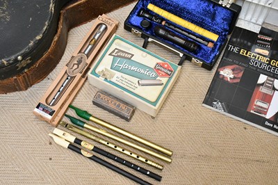 Lot 1582 - A collection of guitar and banjo parts,...