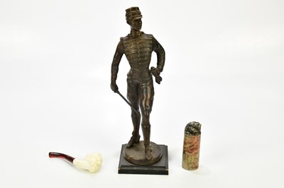 Lot 1708 - A bronze figure of a Napoleonic soldier on...