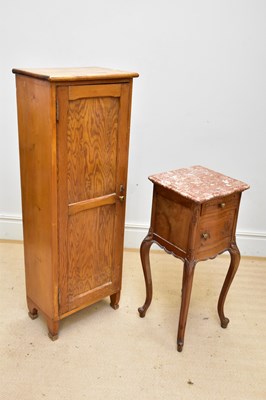 Lot 1354 - A French marble topped serpentine fronted pot...
