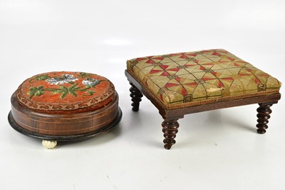 Lot 1350 - A 19th century oak square foot stool, 21 x 51...
