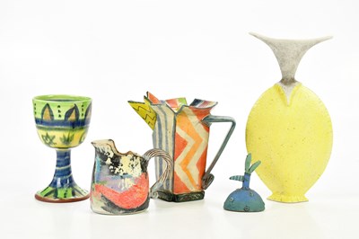Lot 2316 - CATH FINCH; a studio pottery tulip shaped vase,...