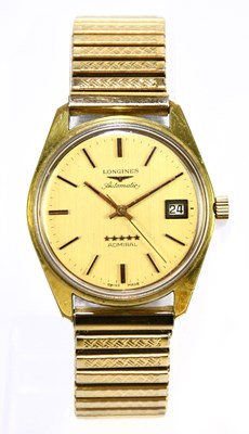 Lot 1718 - LONGINES; a gentleman’s gold plated and steel...
