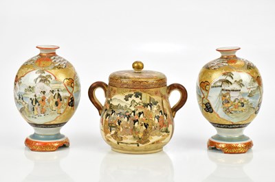 Lot 2618 - A pair of Japanese Kutani globular vases...