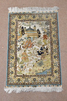 Lot 1489 - A part silk hand knotted beige ground Persian...