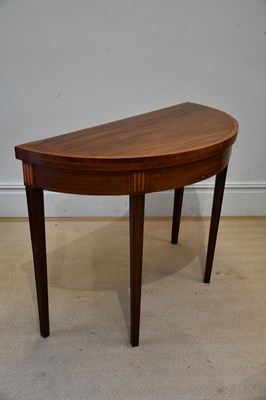 Lot 1290 - A 19th century demi-lune card table on square...