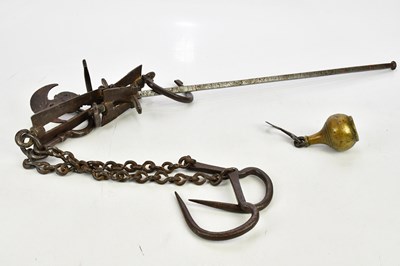 Lot 1728 - A late 19th century iron and brass steelyard...