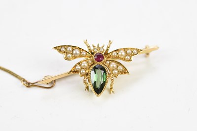 Lot 356 - A Continental yellow metal butterfly brooch...
