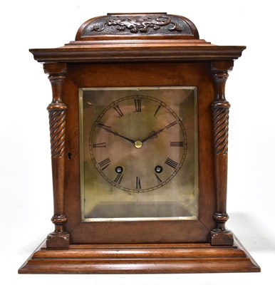 Lot 2636 - A late Victorian walnut eight day mantel clock,...