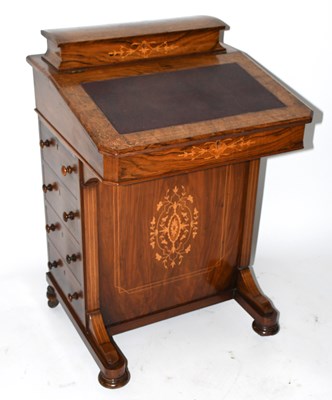 Lot 1638 - A Victorian inlaid walnut Davenport with four...