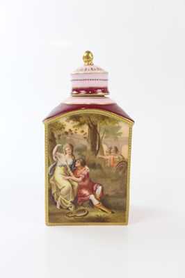 Lot 2409 - VIENNA; a 19th century hand painted tea caddy...