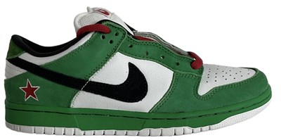 Lot 1 - NIKE; a pair SB Dunk Low Pro "Heineken" green...