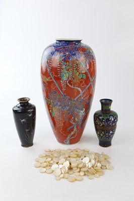 Lot 2603 - A 19th century Japanese red ground vase,...