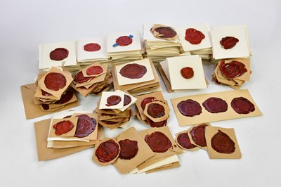 Lot 1632 - A collection of various wax seals on card.