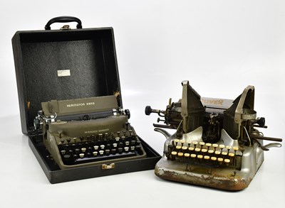 Lot 1539 - REMINGTON RAND; a cased typewriter, together...