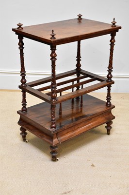 Lot 1289 - A Victorian walnut two tier Canterbury whatnot,...