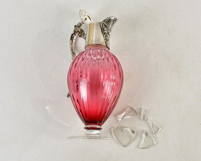 Lot 60 - A modern hallmarked silver mounted cranberry...