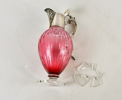 Lot 60 - A modern hallmarked silver mounted cranberry...