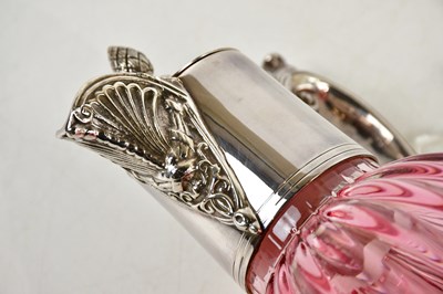 Lot 60 - A modern hallmarked silver mounted cranberry...