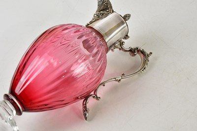 Lot 60 - A modern hallmarked silver mounted cranberry...