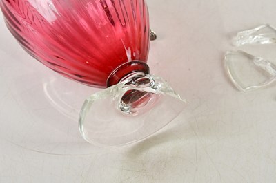 Lot 60 - A modern hallmarked silver mounted cranberry...
