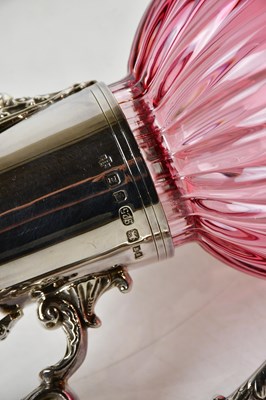 Lot 60 - A modern hallmarked silver mounted cranberry...