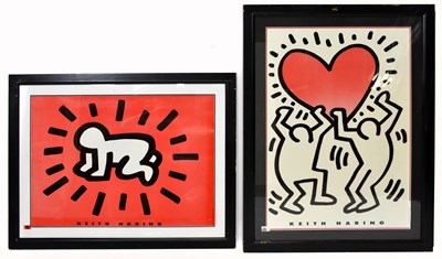 Lot 1136 - AFTER KEITH HARING; pair of Art Post...