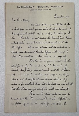 Lot 337 - A handwritten letter dated December 1914, and...