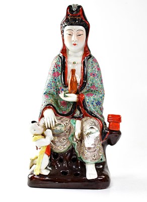 Lot 222 - A Chinese Republic Period figure of Guanyin...