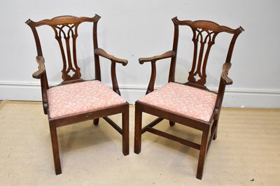 Lot 1083 - A pair of Georgian oak Chippendale style open...