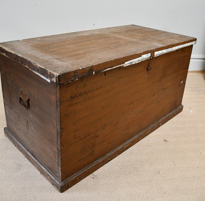 Lot 1307 - A large painted pine rectangular blanket box,...