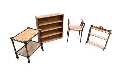 Lot 1313 - A set of oak three tier wall shelves, width...