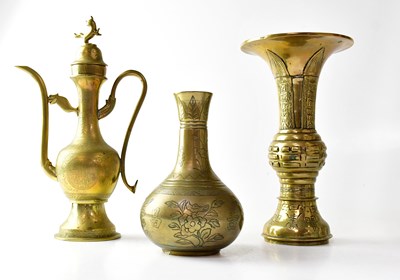 Lot 149 - A bronze vase with engraved decoration of...
