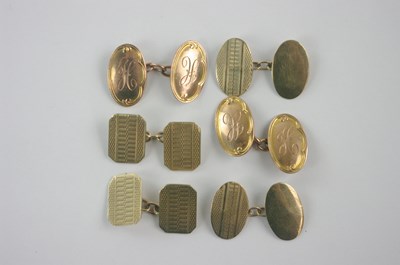 Lot 337 - A pair of 9ct rose gold cufflinks, engraved...