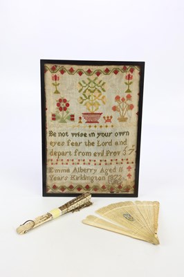 Lot 1683 - A 19th century sampler, 'Be not wise in your...