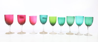 Lot 2578 - A group of wine glasses including six green...