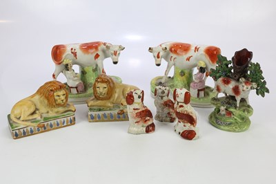 Lot 2439 - A collection of Staffordshire including two...
