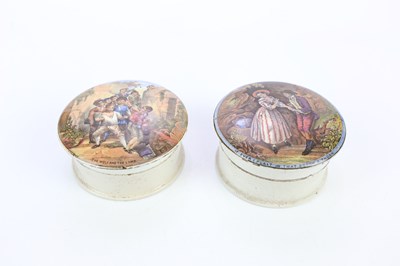 Lot 2511 - Two pot lids with bases, 'The Wolf and the...