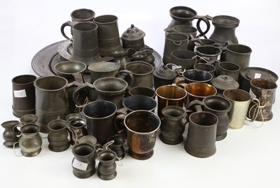 Lot 1720 - A large collection of pewter items including...