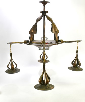 Lot 2059 - An Arts & Crafts planished copper hanging...
