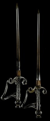 Lot 3025 - A pair of decorative glass swords, 88cm.