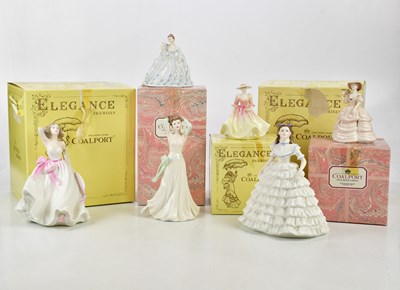 Lot 2830 - COALPORT; a group of six figures, 'Ladies of...