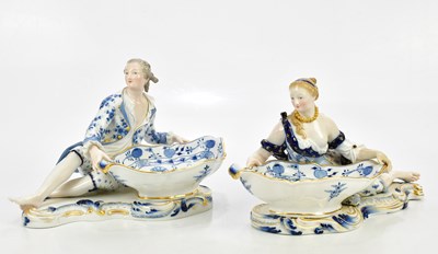 Lot 2406 - MEISSEN; a pair of 19th century figural...